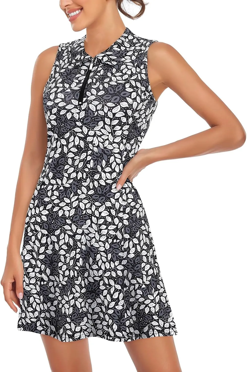 Cucuchy Style Womens Polo Tennis Golf Dresses with Shorts Sleeveless Zip Up Athletic Dress
