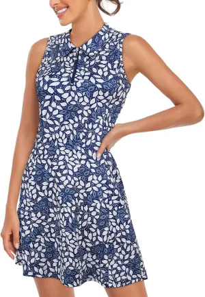 Cucuchy Style Womens Polo Tennis Golf Dresses with Shorts Sleeveless Zip Up Athletic Dress