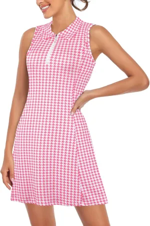 Cucuchy Style Womens Polo Tennis Golf Dresses with Shorts Sleeveless Zip Up Athletic Dress