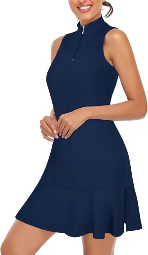 Cucuchy Womens Golf Tennis Dress Sleeveless Athletic Sports Workout Dresses
