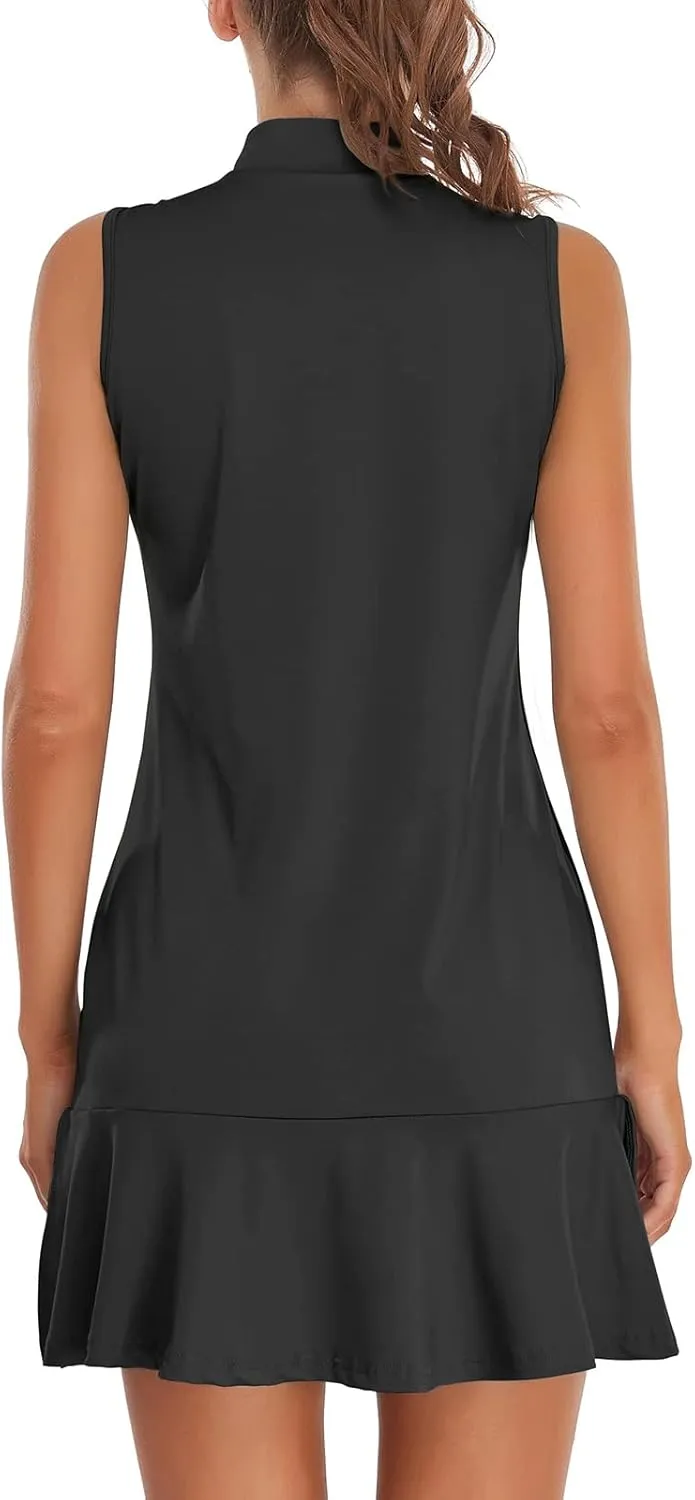 Cucuchy Womens Golf Tennis Dress Sleeveless Athletic Sports Workout Dresses