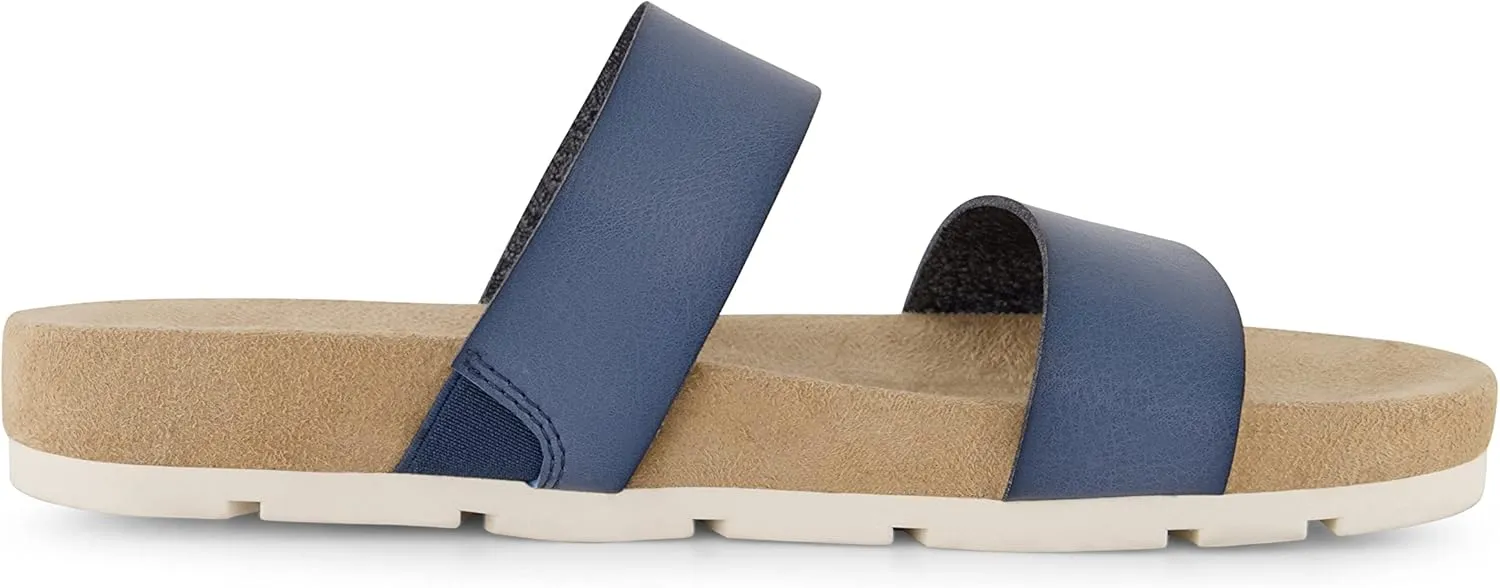CUSHIONAIRE Women's Jaimy 2 band footbed slide sandal  Memory Foam