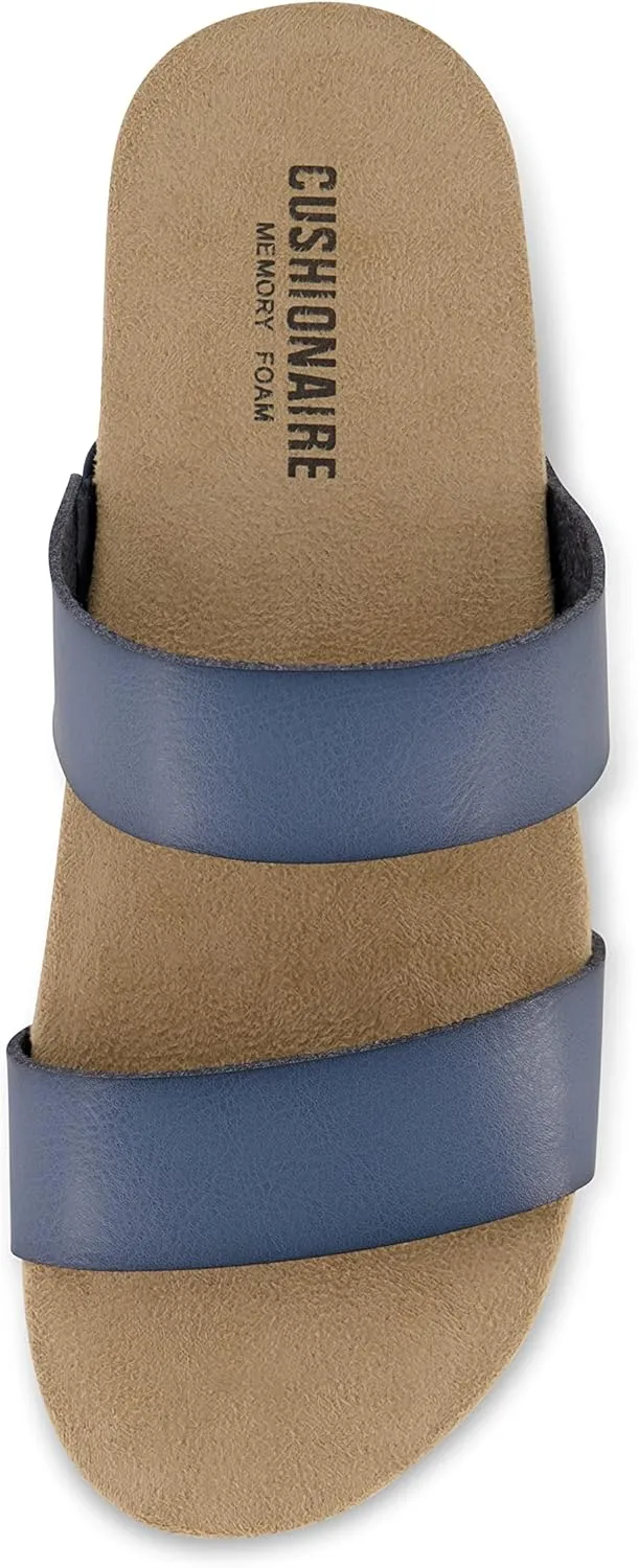 CUSHIONAIRE Women's Jaimy 2 band footbed slide sandal  Memory Foam