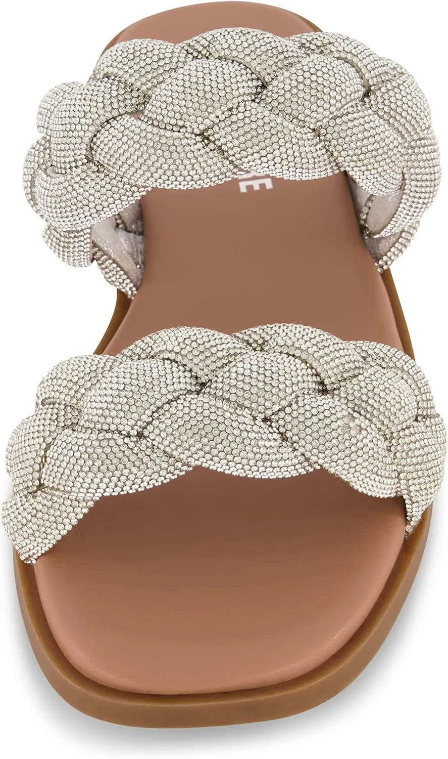 CUSHIONAIRE Women's Natasha rhinestone braided slide sandal  Memory Foam, Wide Widths Available