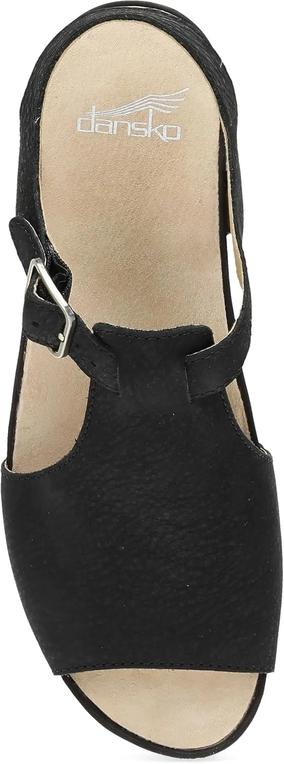 Dansko Laverne Peep-Toe Sandals for Women – T-Strap Design with Stain Resistant Nubuck Leathers