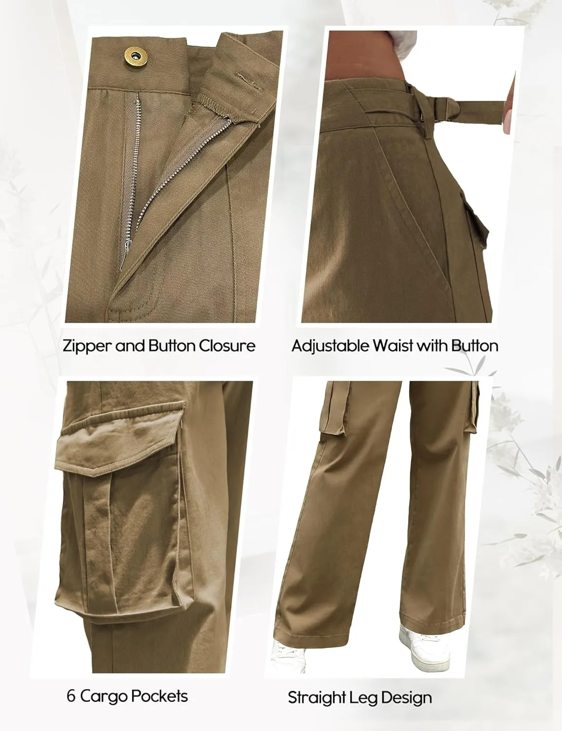 DIBAOLONG Cargo Pants Women High Waist Casual Pants Wide Leg Y2K Pants Baggy Streetwear Military Trousers 6 Pockets