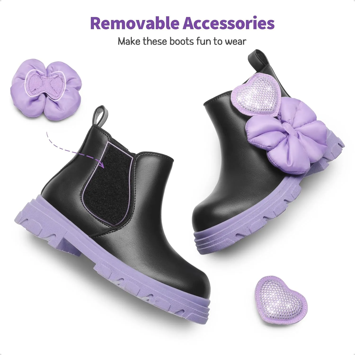 DREAM PAIRS Girls Chelsea Boots Side Zipper Lug Sole Ankle Booties Toddler/Little Kid/Big Kid