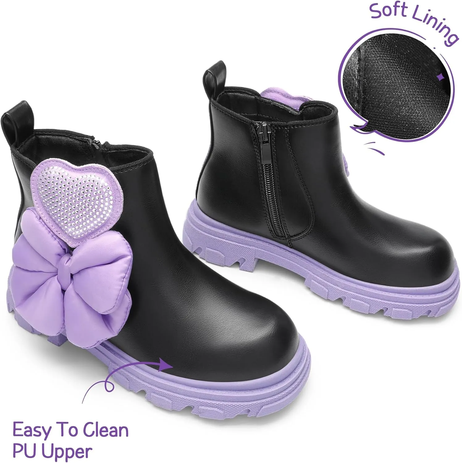 DREAM PAIRS Girls Chelsea Boots Side Zipper Lug Sole Ankle Booties Toddler/Little Kid/Big Kid