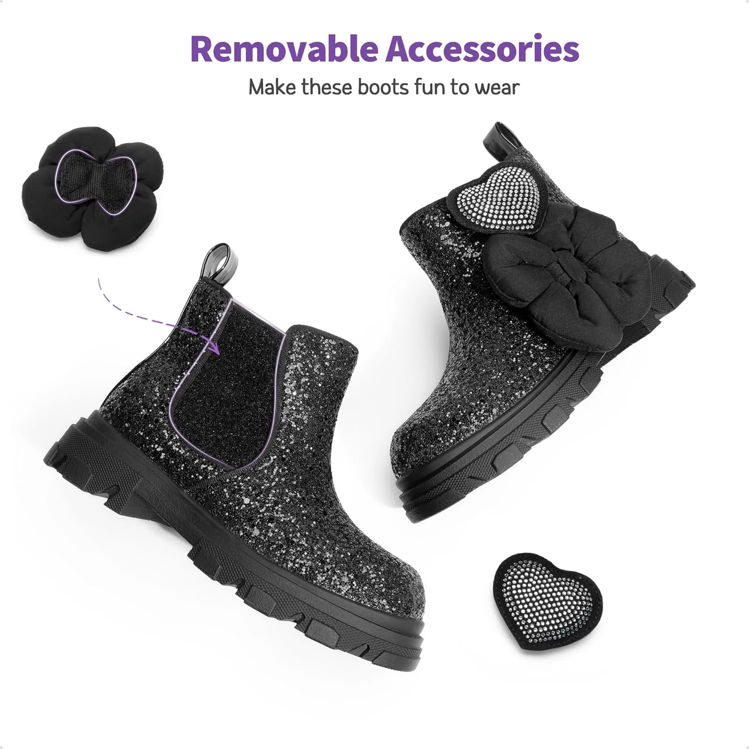DREAM PAIRS Girls Chelsea Boots Side Zipper Lug Sole Ankle Booties Toddler/Little Kid/Big Kid