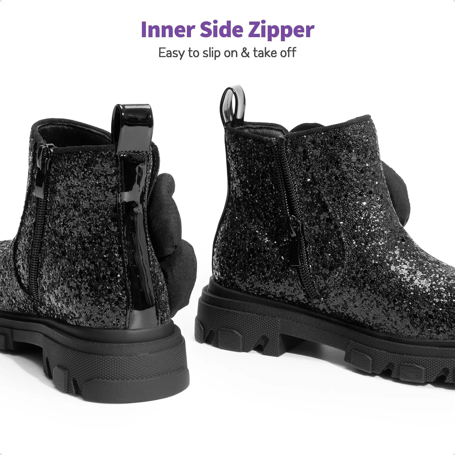 DREAM PAIRS Girls Chelsea Boots Side Zipper Lug Sole Ankle Booties Toddler/Little Kid/Big Kid