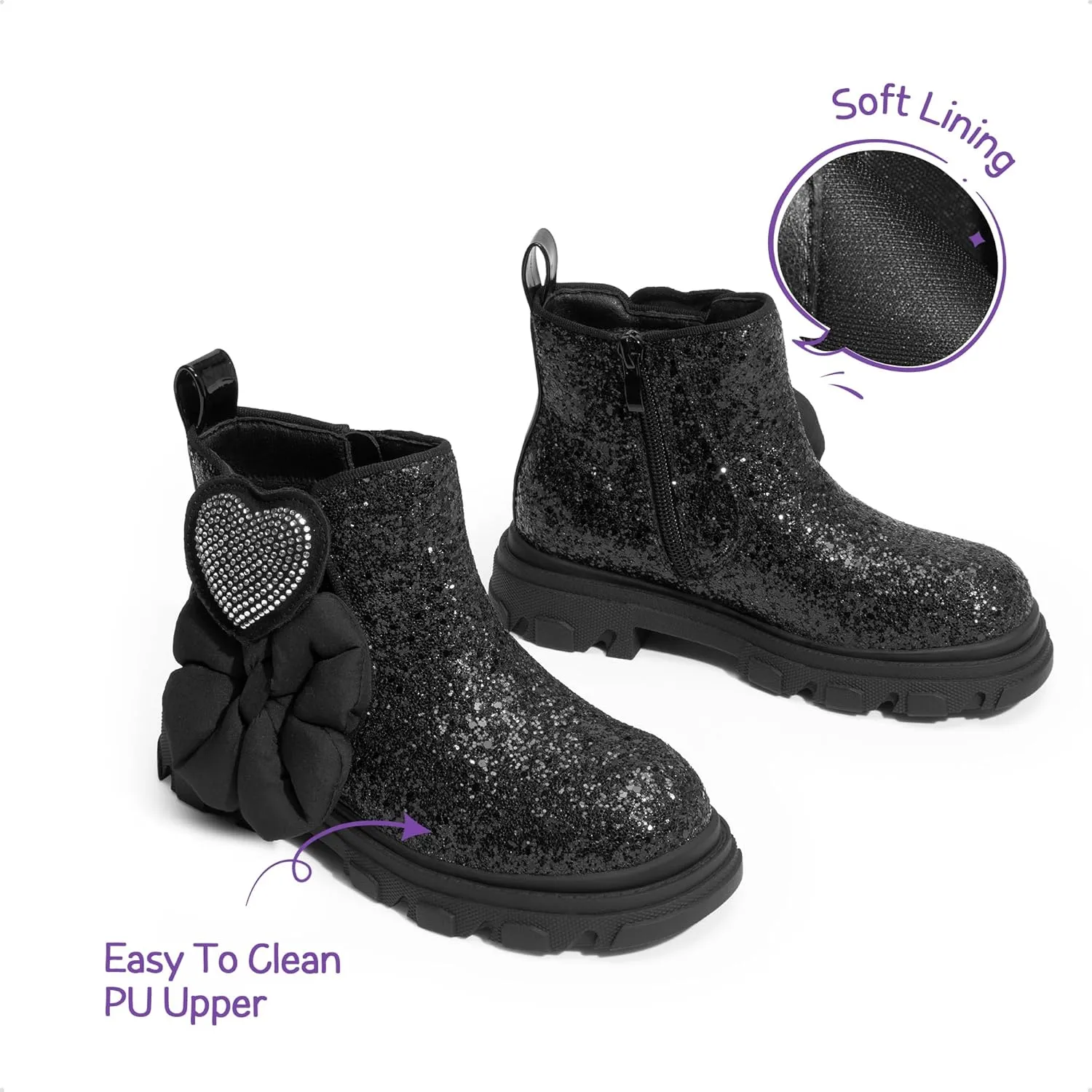 DREAM PAIRS Girls Chelsea Boots Side Zipper Lug Sole Ankle Booties Toddler/Little Kid/Big Kid