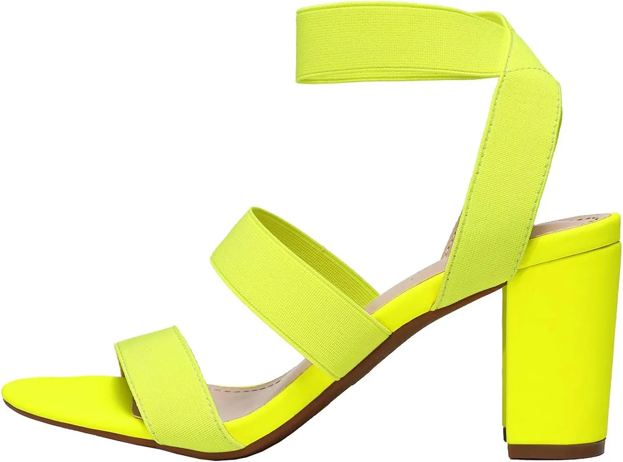 DREAM PAIRS Women's Open Toe High Chunky Elastic Strap Dress Heel Sandals