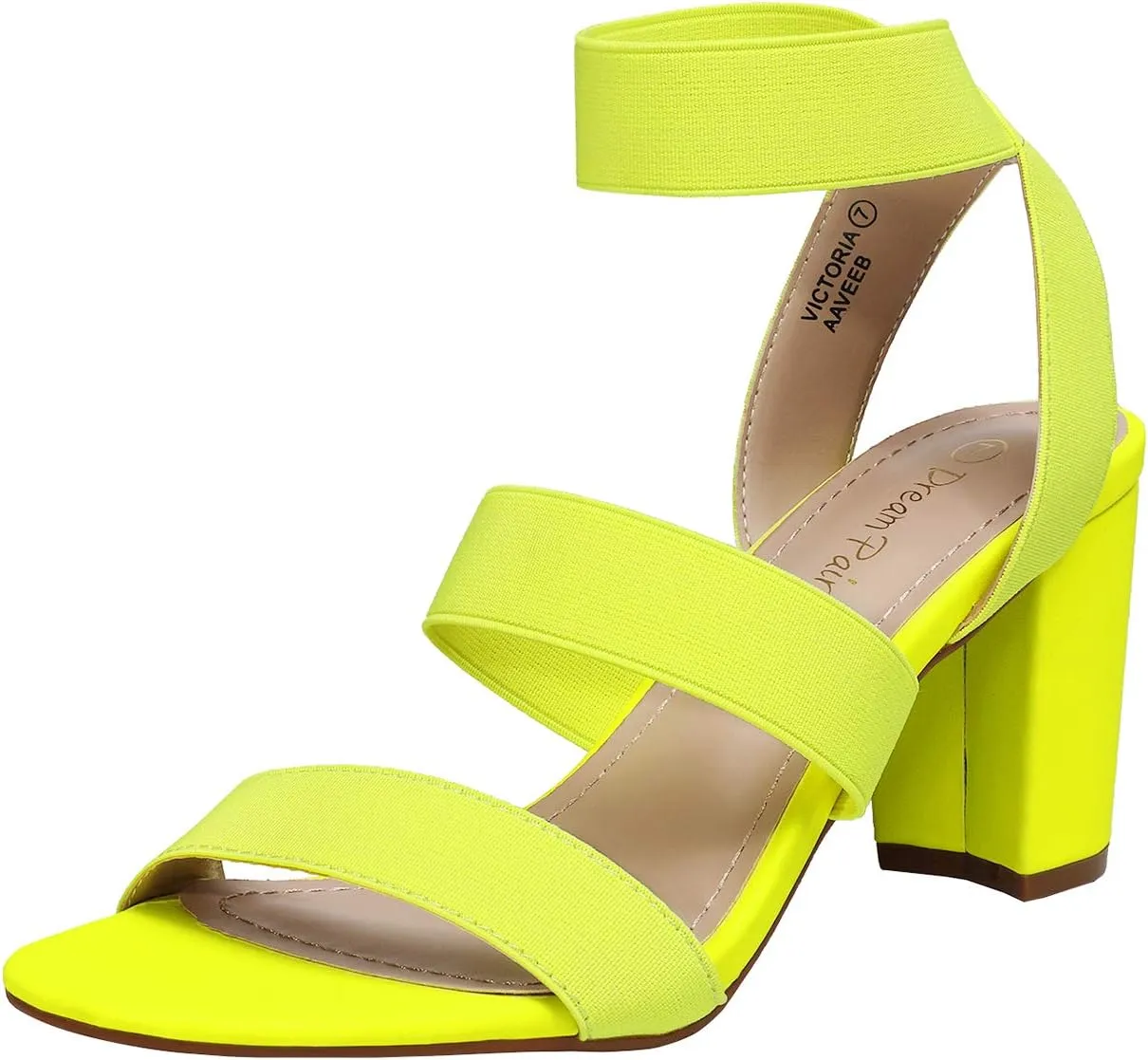 DREAM PAIRS Women's Open Toe High Chunky Elastic Strap Dress Heel Sandals