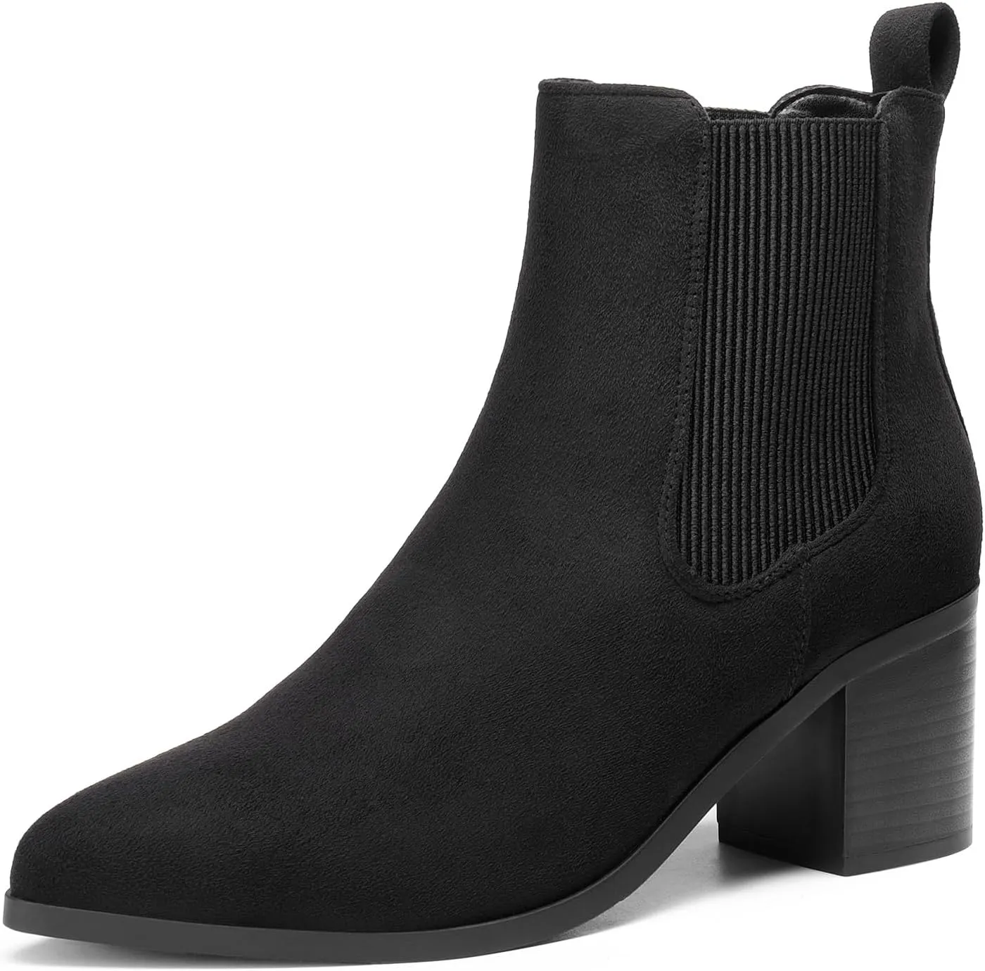 DREAM PAIRS Women's Retro Elastic Chelsea Ankle Boots Fashion Low Chunky Block Heel Pointed Toe Fall Heeled Booties Shoes