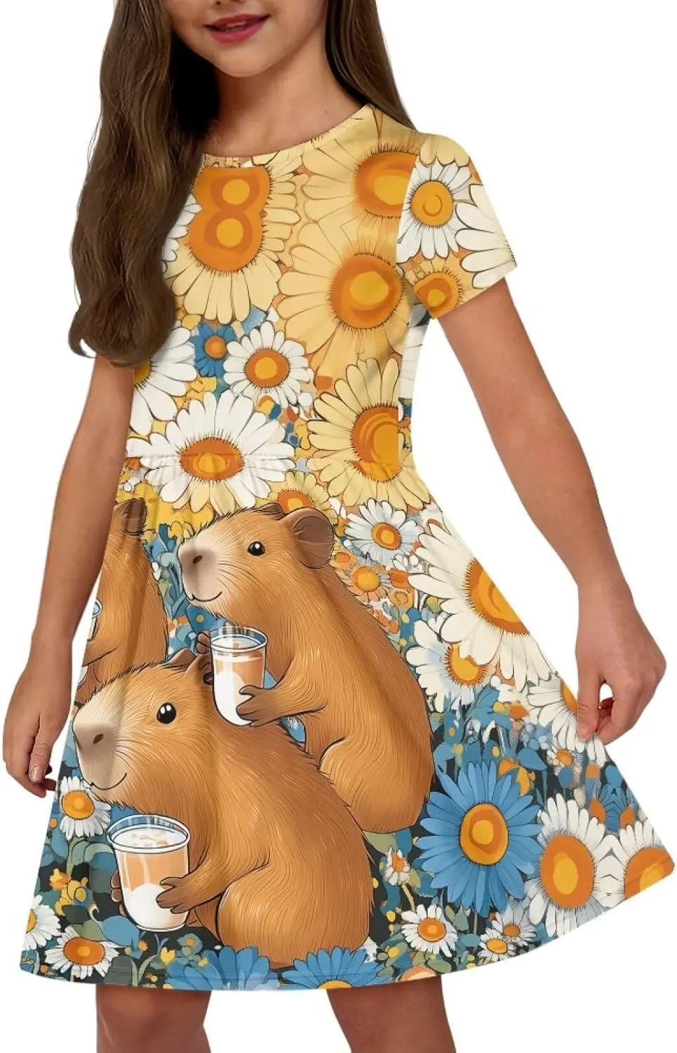 Dresses for Girls 2-14 Kids Summer Beach Dresses Casual Skater Dress Holiday Party Midi A-Line
