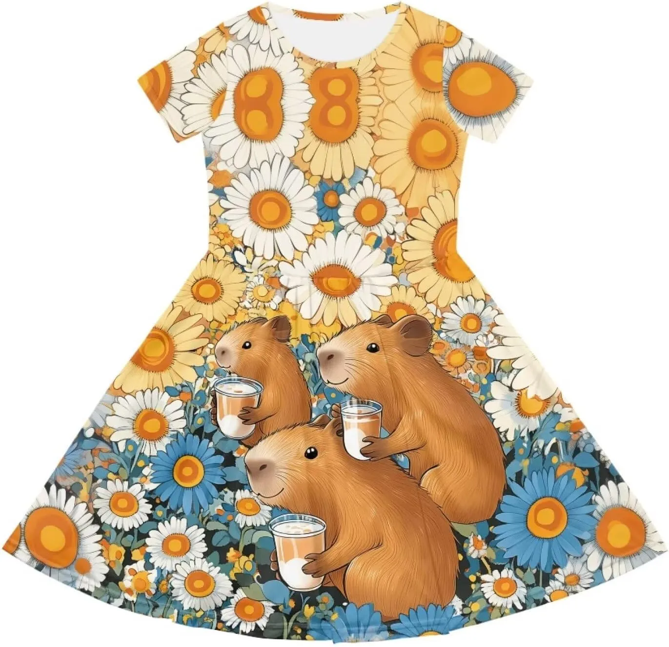 Dresses for Girls 2-14 Kids Summer Beach Dresses Casual Skater Dress Holiday Party Midi A-Line