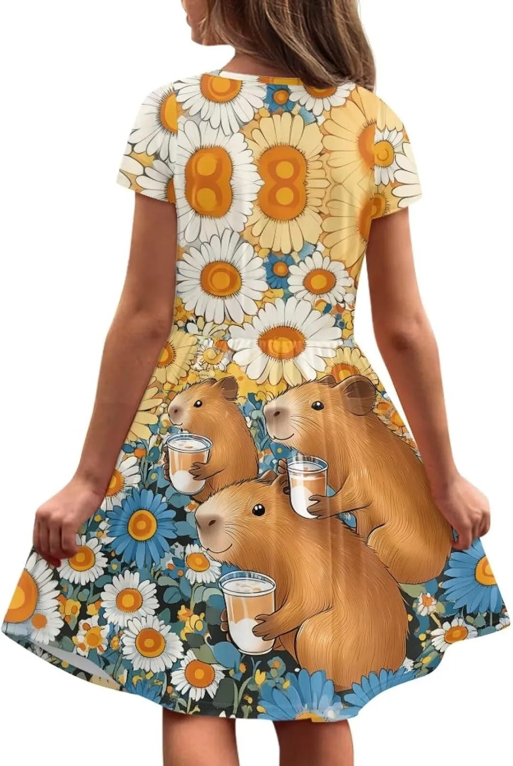 Dresses for Girls 2-14 Kids Summer Beach Dresses Casual Skater Dress Holiday Party Midi A-Line