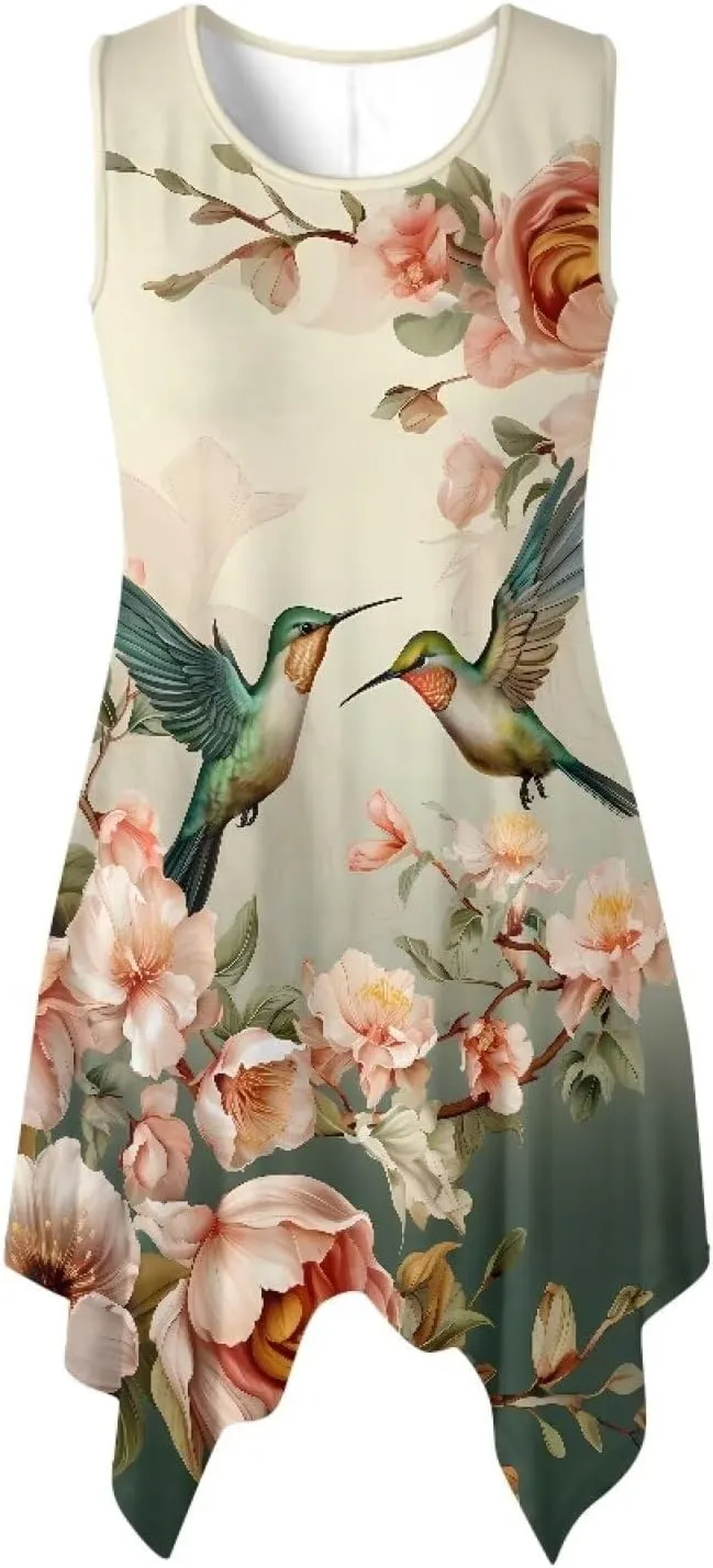 Dresses for Women Round Neck Sleeveless Tank Dress