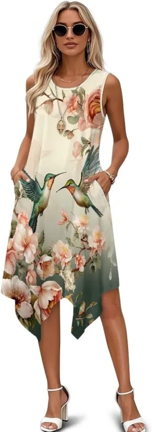 Dresses for Women Round Neck Sleeveless Tank Dress