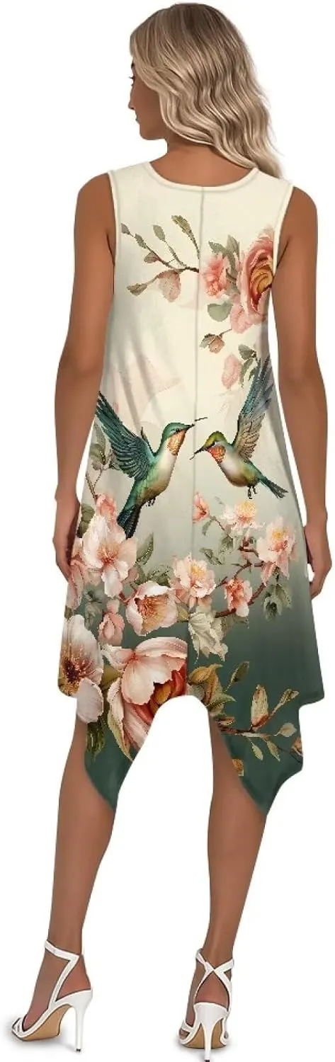 Dresses for Women Round Neck Sleeveless Tank Dress