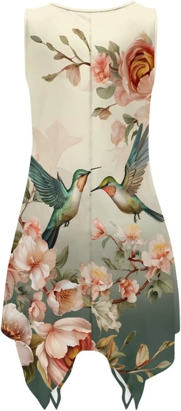 Dresses for Women Round Neck Sleeveless Tank Dress
