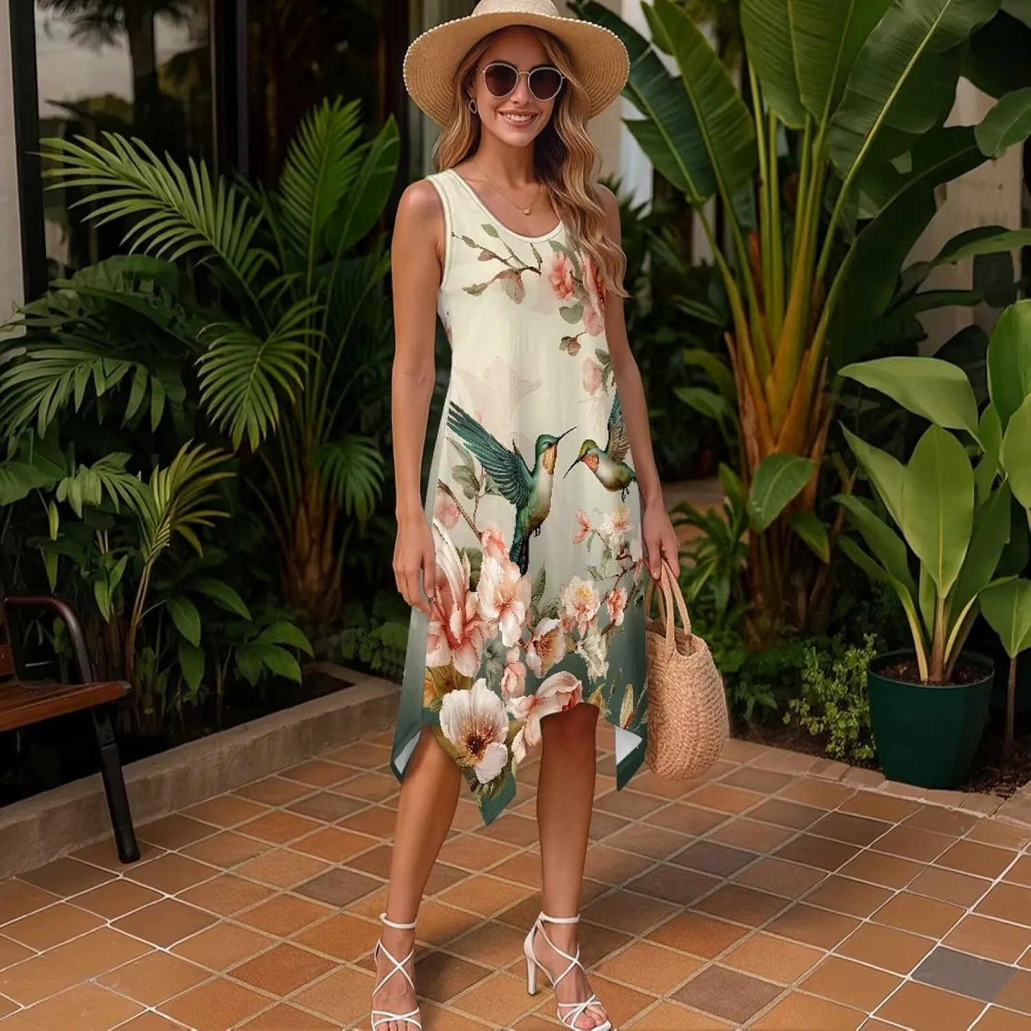 Dresses for Women Round Neck Sleeveless Tank Dress