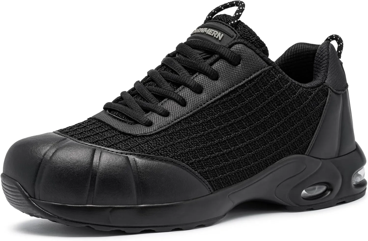 DYKHMILY Steel Toe Shoes for Men Air Cushion Safety Shoe Pull On Comfortable Work Breathable Lightweight Tennis Sneakers