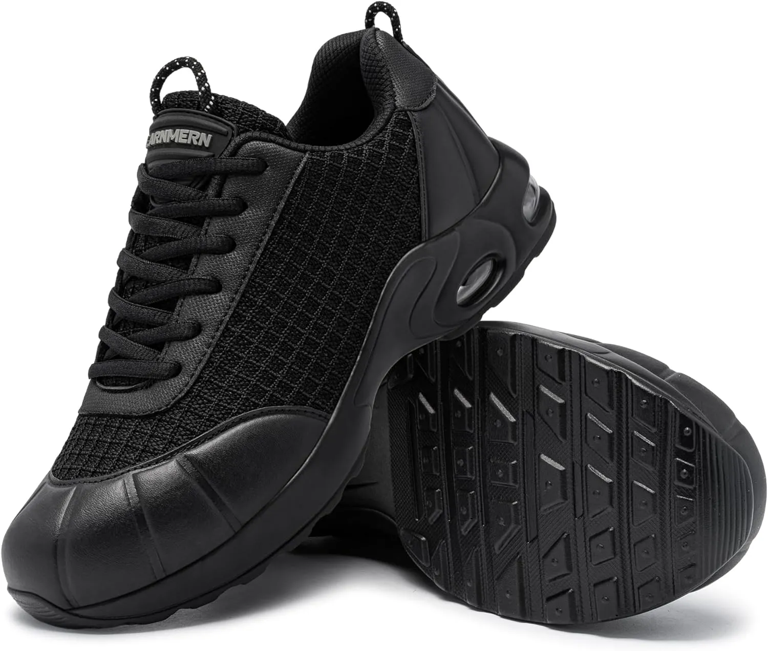 DYKHMILY Steel Toe Shoes for Men Air Cushion Safety Shoe Pull On Comfortable Work Breathable Lightweight Tennis Sneakers