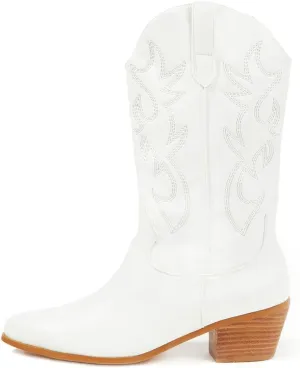 Erocalli Cowgirl Ankle Boot Cowboy boot for women Western Stitched boot Ankle Boots Pointed Toe Short Booties Embroidered Modern Boot with Pull Tabs