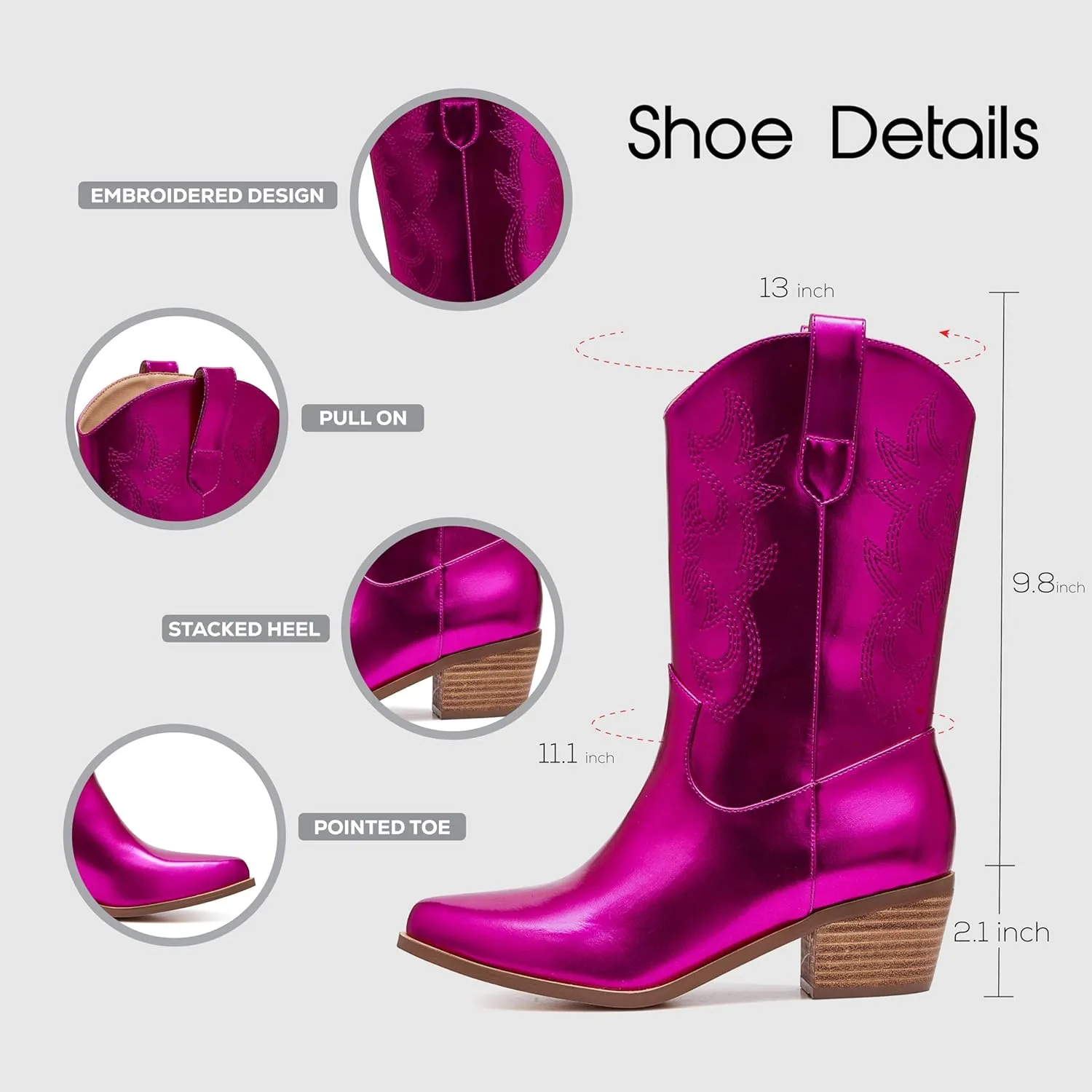 Erocalli Cowgirl Ankle Boot Cowboy boot for women Western Stitched boot Ankle Boots Pointed Toe Short Booties Embroidered Modern Boot with Pull Tabs