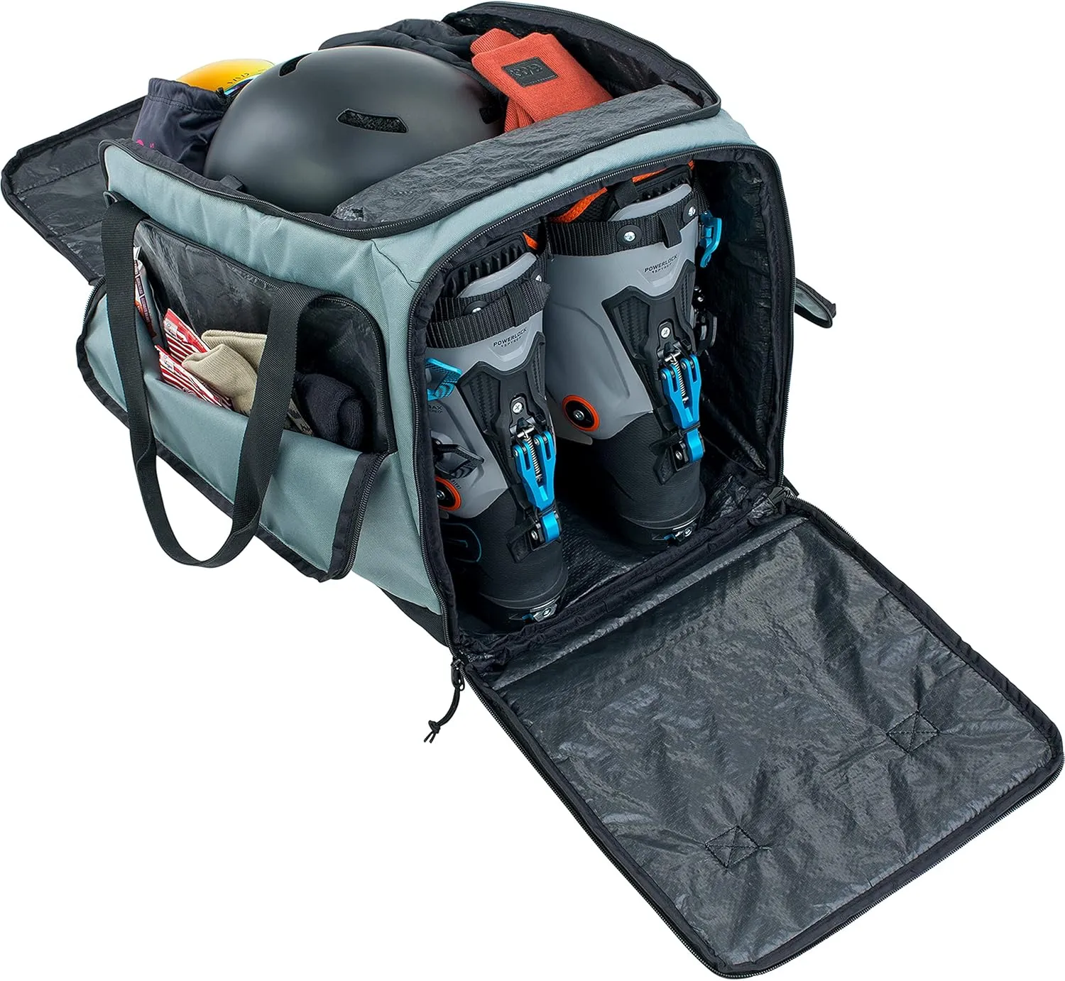 EVOC Gear Bag 35 Travel Gear Bag (Separate Wet Compartment, Robust Outer Material, Padded Main Compartment, Individually Divisible, Dirt/Water Resistant), Steel/Grey
