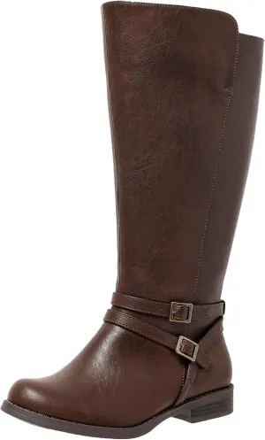 Extra Wide Calf Knee High Boots for Women, Flat Low Heel Side Zipper Tall Riding Boots Plus Size