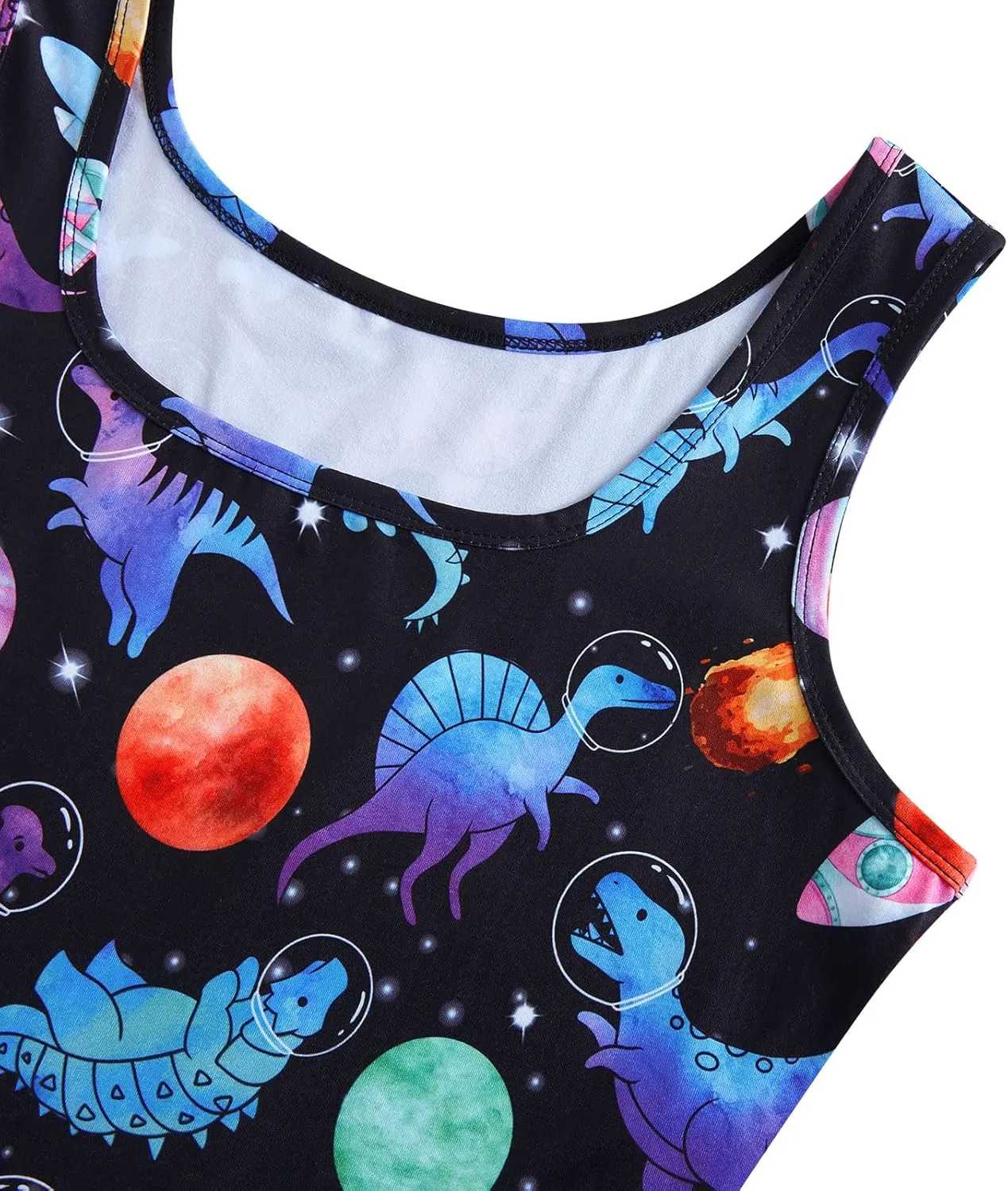 Fanient Womens Sleeveless Dress Casual Print Scoop Neck Sundress A Line Midi Dresses