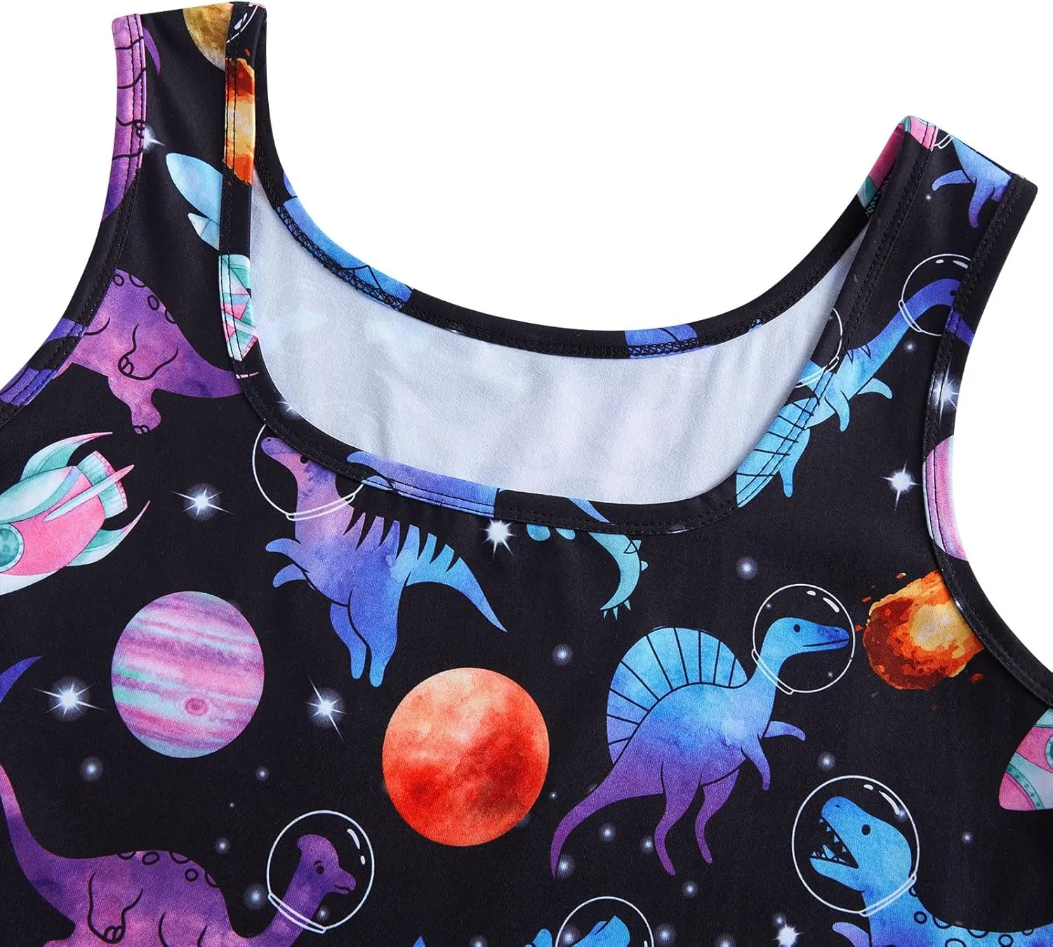 Fanient Womens Sleeveless Dress Casual Print Scoop Neck Sundress A Line Midi Dresses