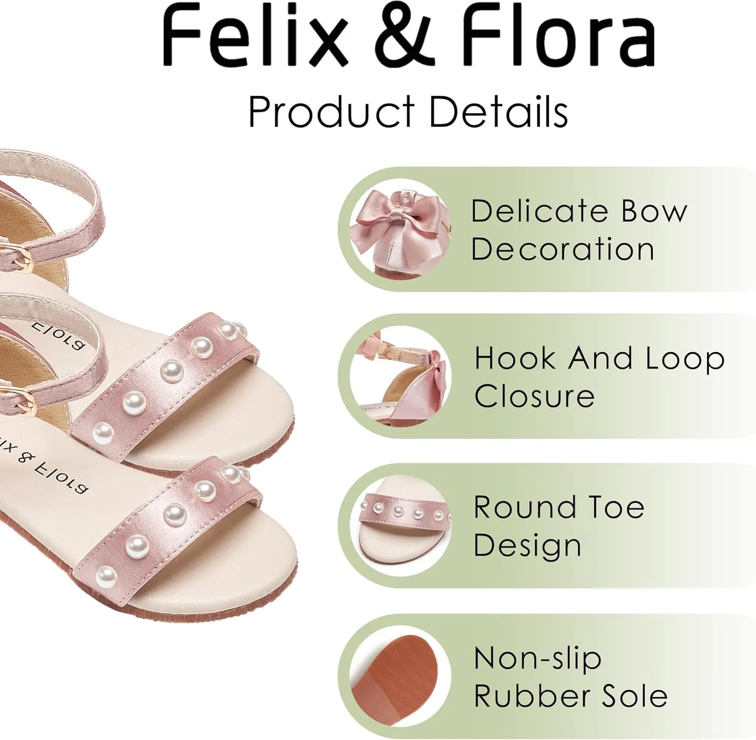 Felix & Flora Toddler Girl Sandals Open Toe Summer Flower Girl Dress Shoes