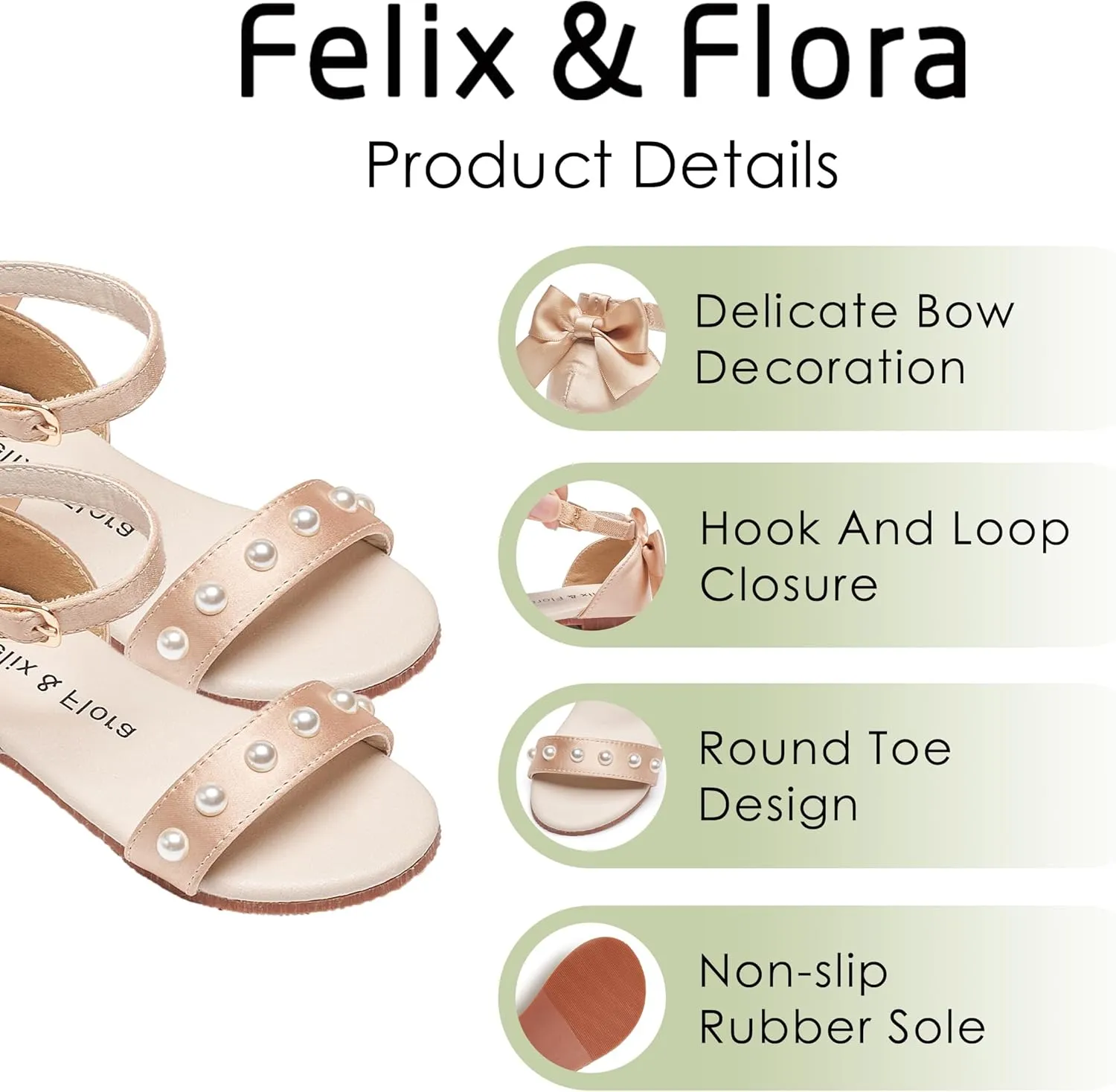 Felix & Flora Toddler Girl Sandals Open Toe Summer Flower Girl Dress Shoes