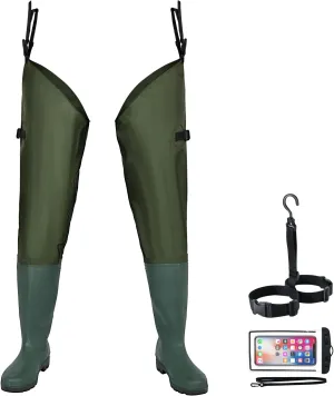 Fishing Hip Waders for Men Women with Boots Waterproof Lightweight 2-Ply PVC/Nylon Bootfoot for Fishing Hunting