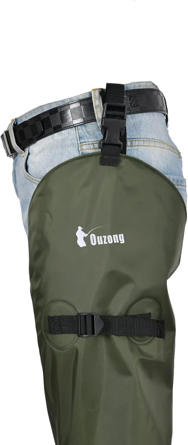 Fishing Hip Waders for Men Women with Boots Waterproof Lightweight 2-Ply PVC/Nylon Bootfoot for Fishing Hunting