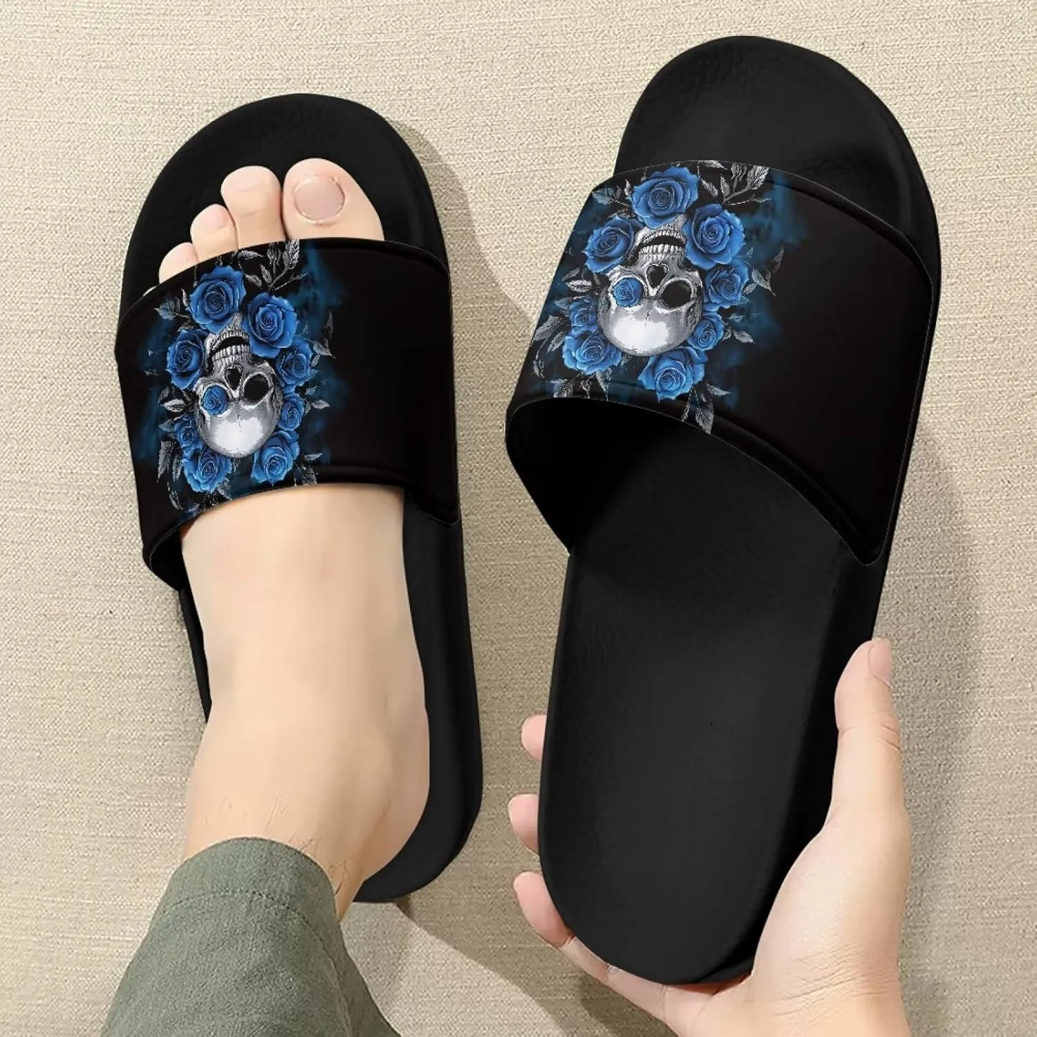Footwear for Mens Open Toe Athletic Sandals Anti-Slip Sole Slide Sandals Pillow House Flat Shoes Comfortable Slip On Slippers for Indoor & Outdoor