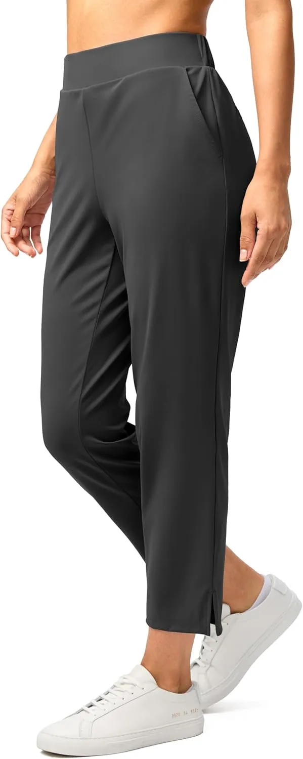 G Gradual Women's Pants Ankle 7/8 Golf Pants 3 Pockets Stretchy Petite Travel Pants Inner Drawstring for Work Business Casual