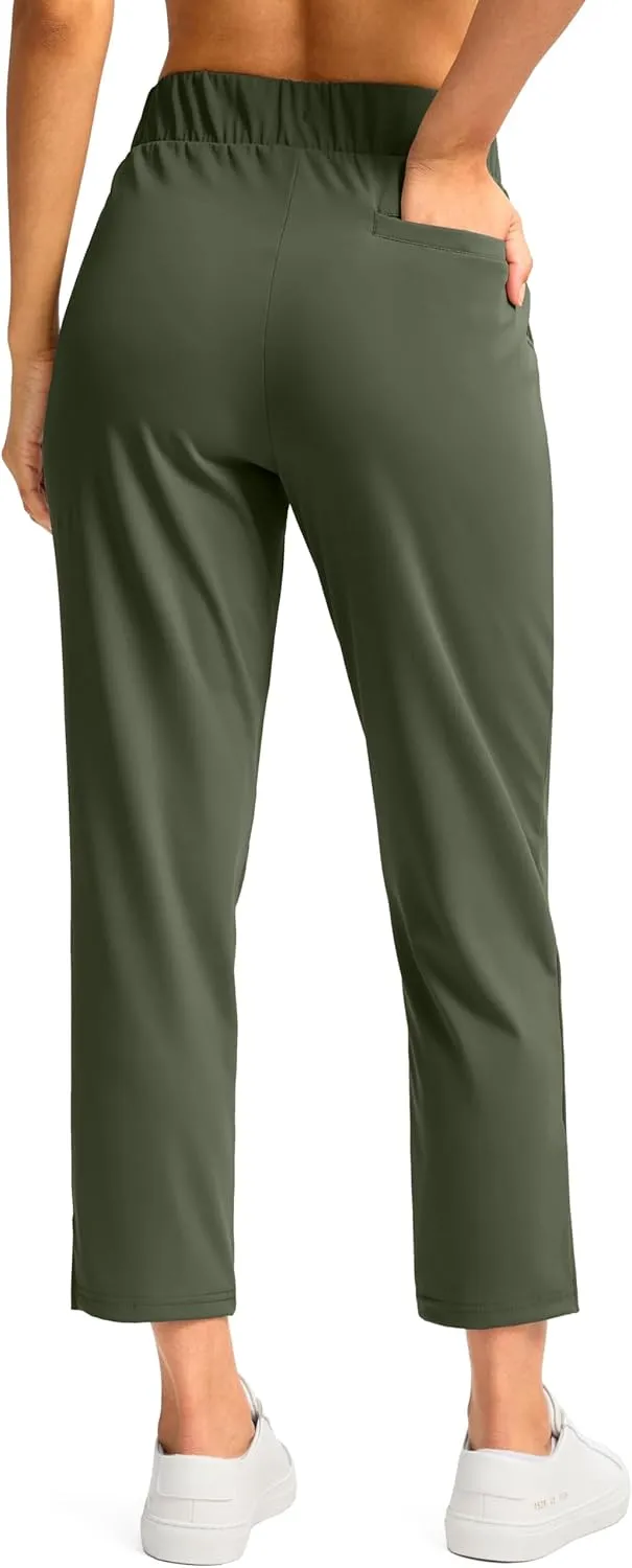 G Gradual Women's Pants Ankle 7/8 Golf Pants 3 Pockets Stretchy Petite Travel Pants Inner Drawstring for Work Business Casual