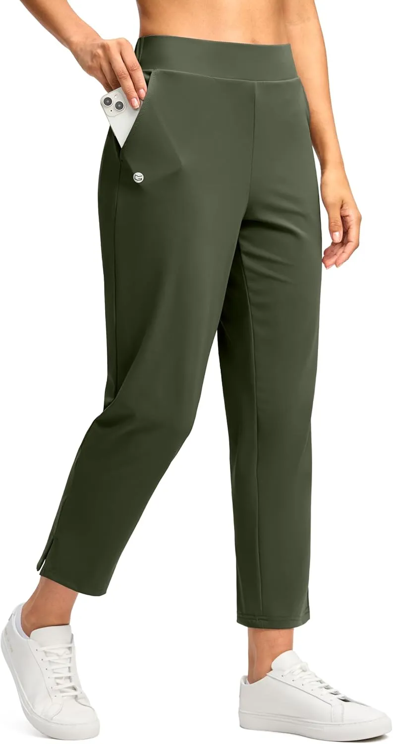 G Gradual Women's Pants Ankle 7/8 Golf Pants 3 Pockets Stretchy Petite Travel Pants Inner Drawstring for Work Business Casual