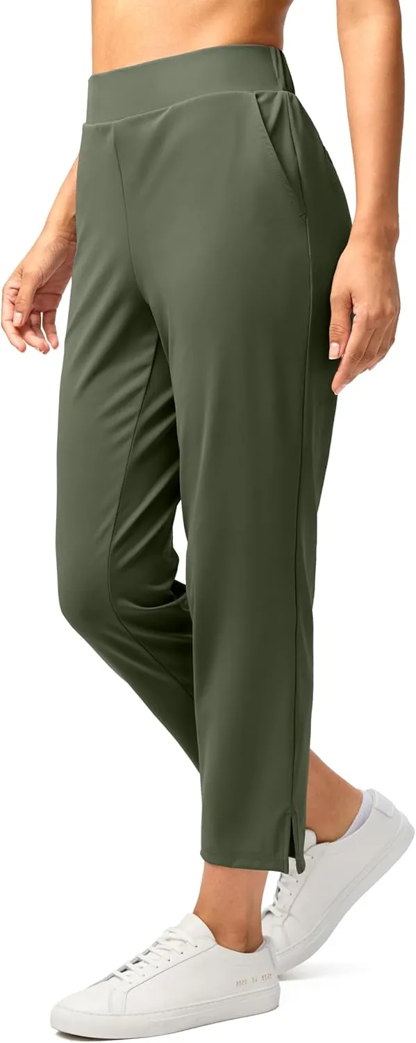 G Gradual Women's Pants Ankle 7/8 Golf Pants 3 Pockets Stretchy Petite Travel Pants Inner Drawstring for Work Business Casual