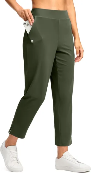 G Gradual Women's Pants Ankle 7/8 Golf Pants 3 Pockets Stretchy Petite Travel Pants Inner Drawstring for Work Business Casual