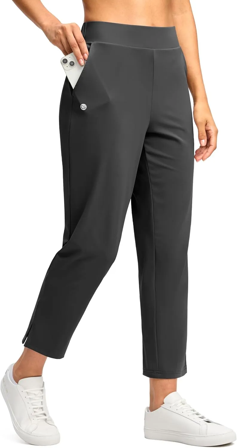 G Gradual Women's Pants Ankle 7/8 Golf Pants 3 Pockets Stretchy Petite Travel Pants Inner Drawstring for Work Business Casual