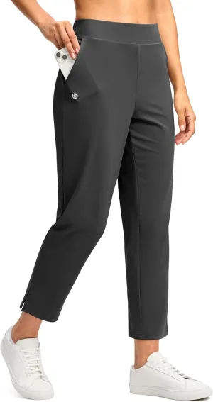 G Gradual Women's Pants Ankle 7/8 Golf Pants 3 Pockets Stretchy Petite Travel Pants Inner Drawstring for Work Business Casual