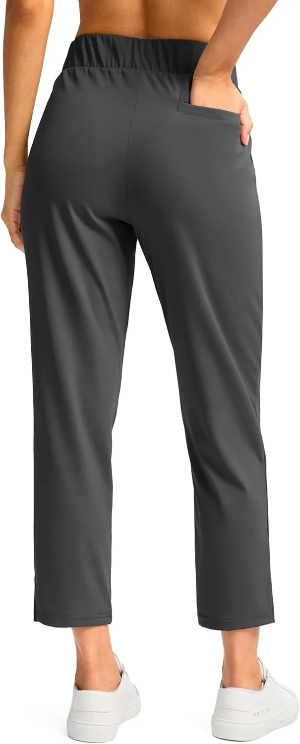 G Gradual Women's Pants Ankle 7/8 Golf Pants 3 Pockets Stretchy Petite Travel Pants Inner Drawstring for Work Business Casual
