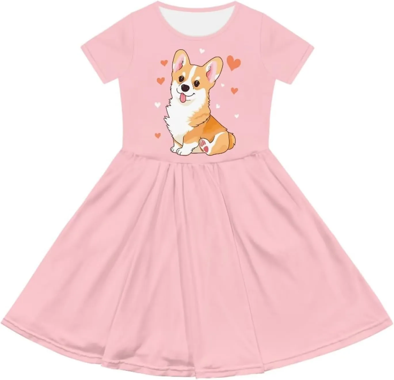 Girls Short Sleeve Dresses with Pockets Cute Dresses for Girls 3-16 Years Old