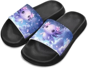Girls Slide Sandals Axolotl Theme Summer Slippers for Kids Shower Shoes