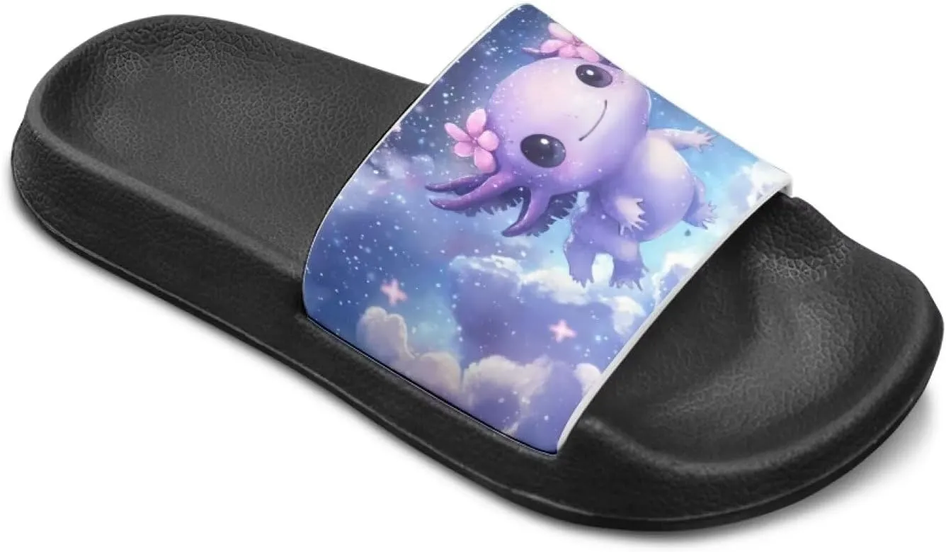Girls Slide Sandals Axolotl Theme Summer Slippers for Kids Shower Shoes